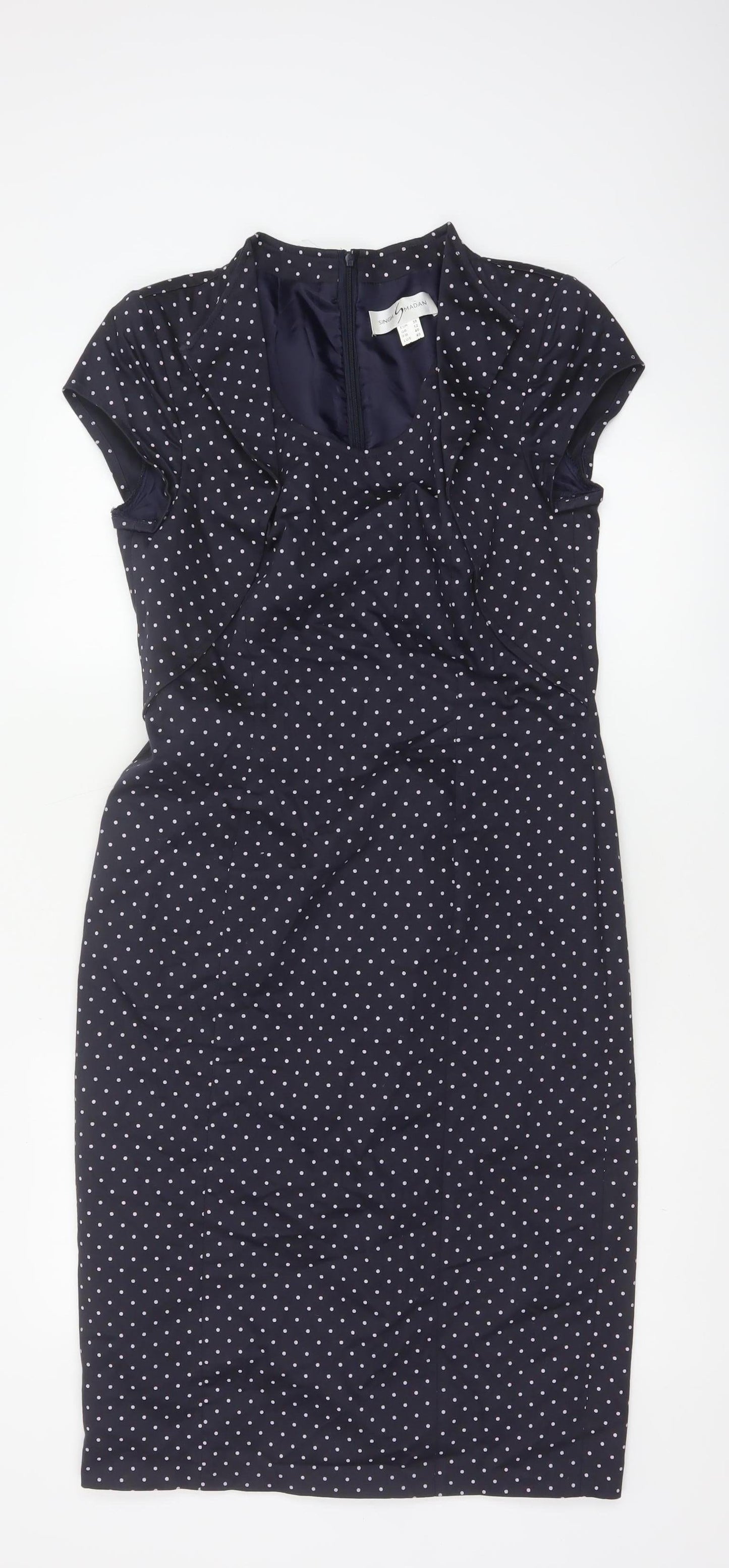 Singh Madan Women’s Blue Polka Dot UK 12 Midi Pencil Dress