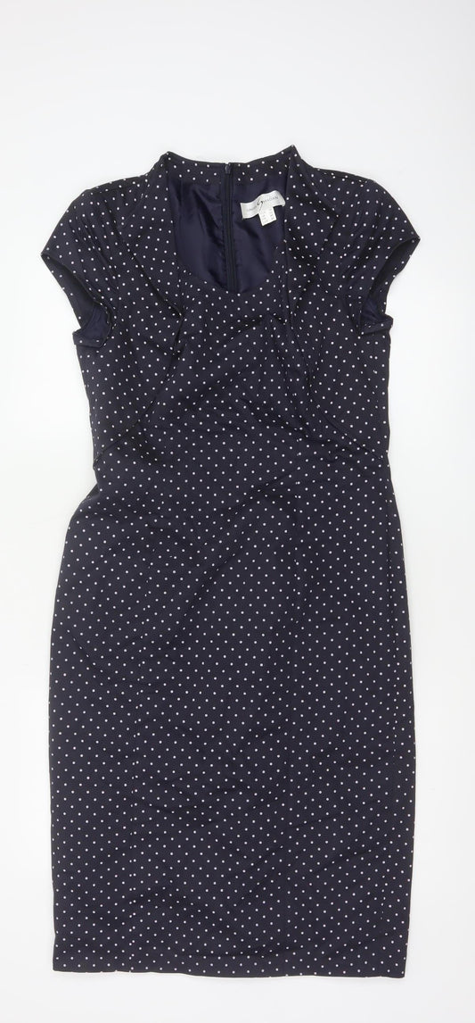 Singh Madan Women’s Blue Polka Dot UK 12 Midi Pencil Dress