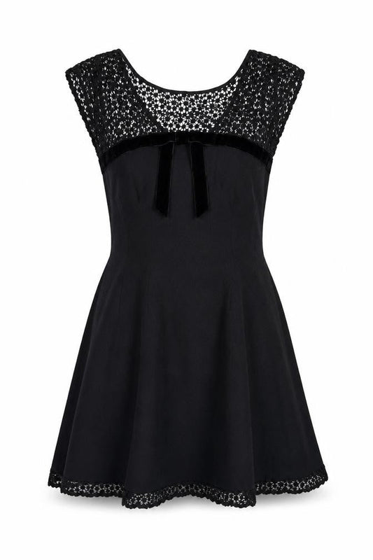 Warehouse Women’s Black UK 10 Lace Cotton Skater Party Dress