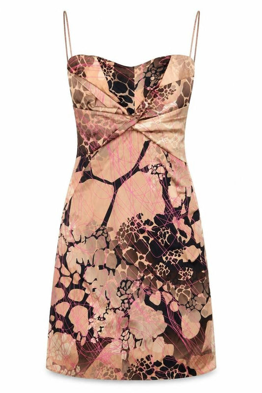 Sarah Arnett Women’s Brown Silk Animal Print Strappy Slip Dress UK 12