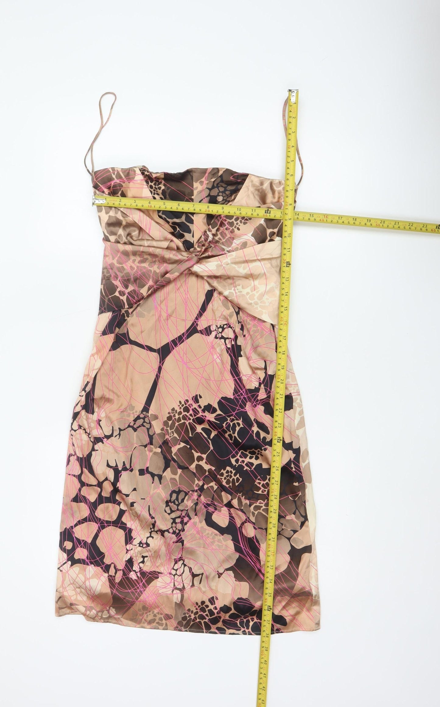 Sarah Arnett Women’s Brown Silk Animal Print Strappy Slip Dress UK 12