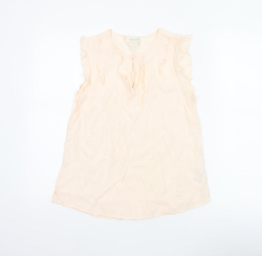 Monsoon Women Ivory UK 10 Ruffle Cap Sleeve Viscose Blouse