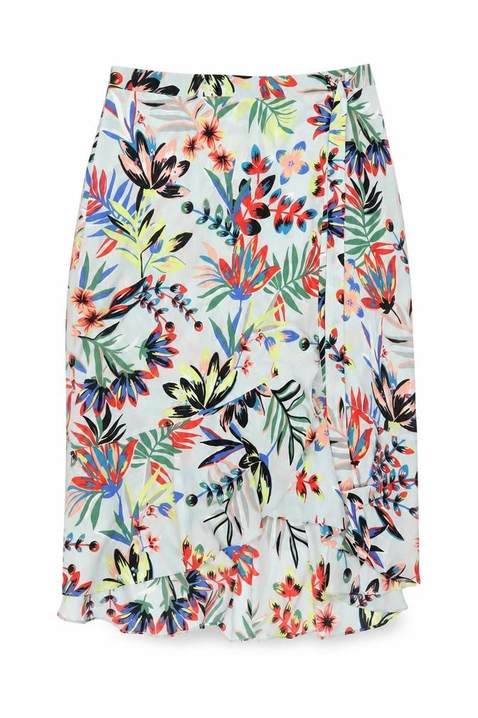 Dorothy Perkins Women’s Multicoloured UK 16 Floral Wrap Midi Skirt