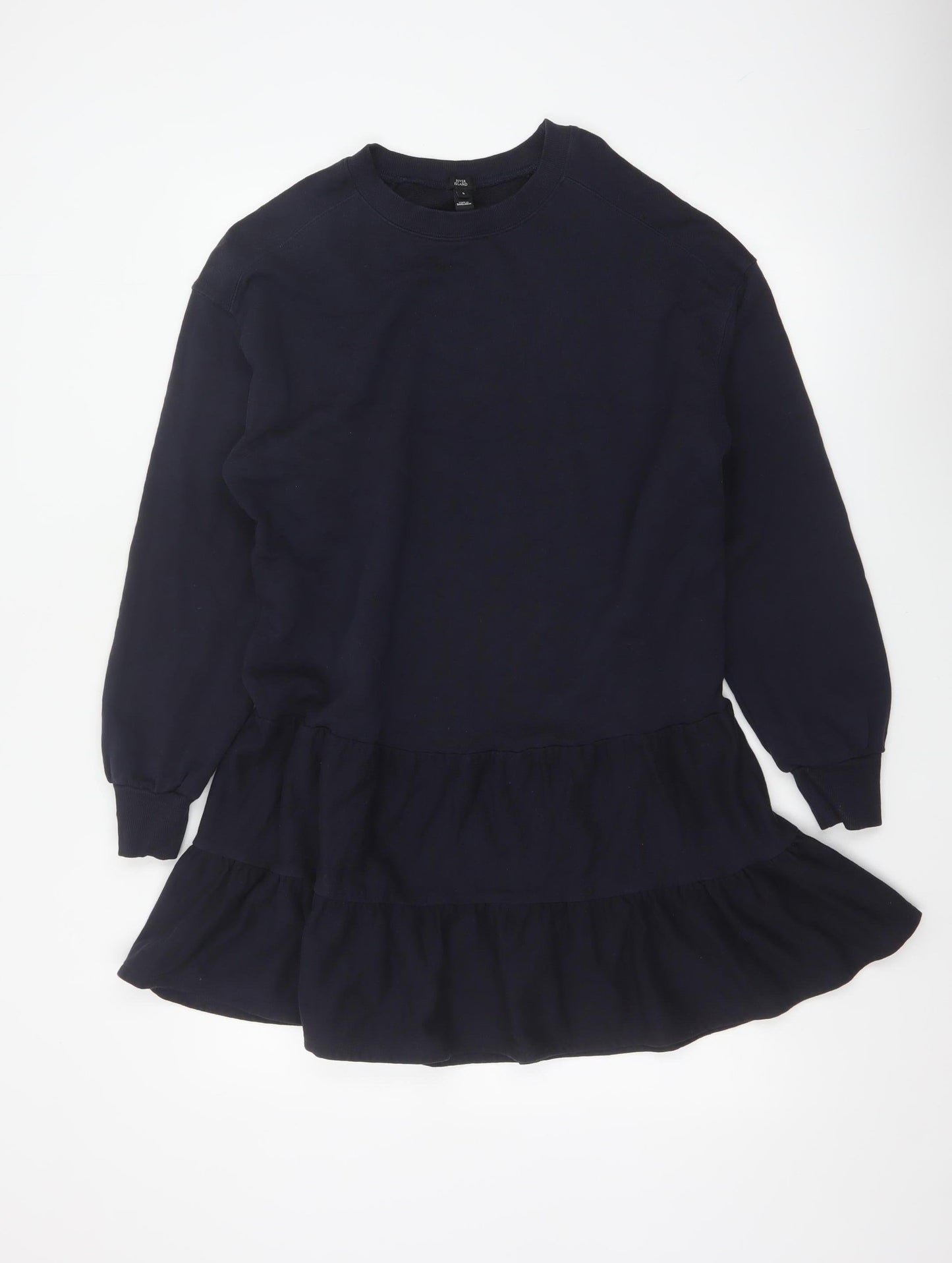 River Island Women Blue S Tiered French Terry Jumper Dress
