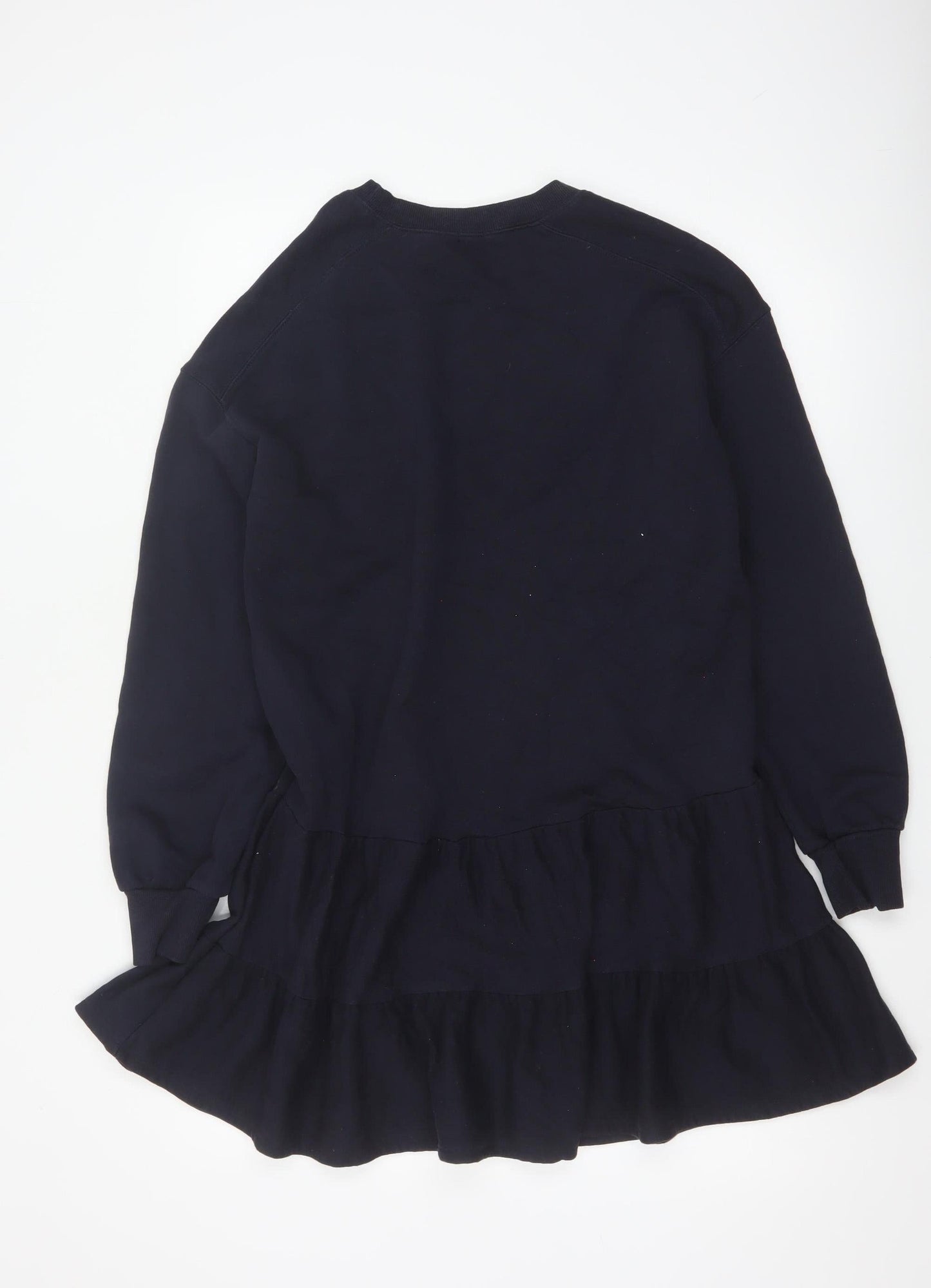 River Island Women Blue S Tiered French Terry Jumper Dress