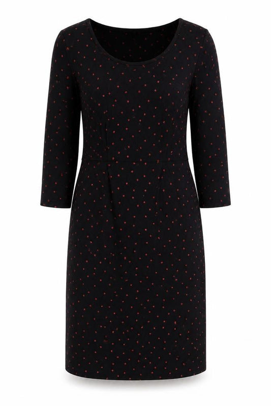Laura Ashley Women Black Red Star Print UK 12 Sheath Knee Dress