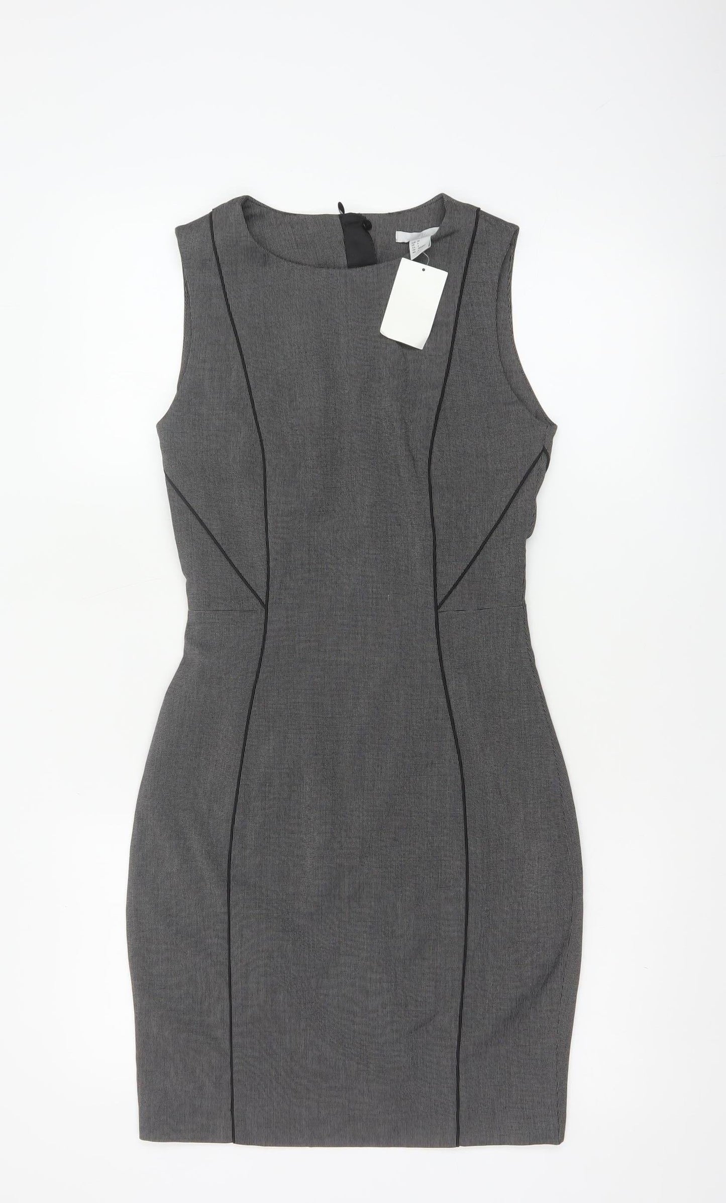 H&M Women Grey UK 6 Sleeveless Sheath Pencil Workwear Dress