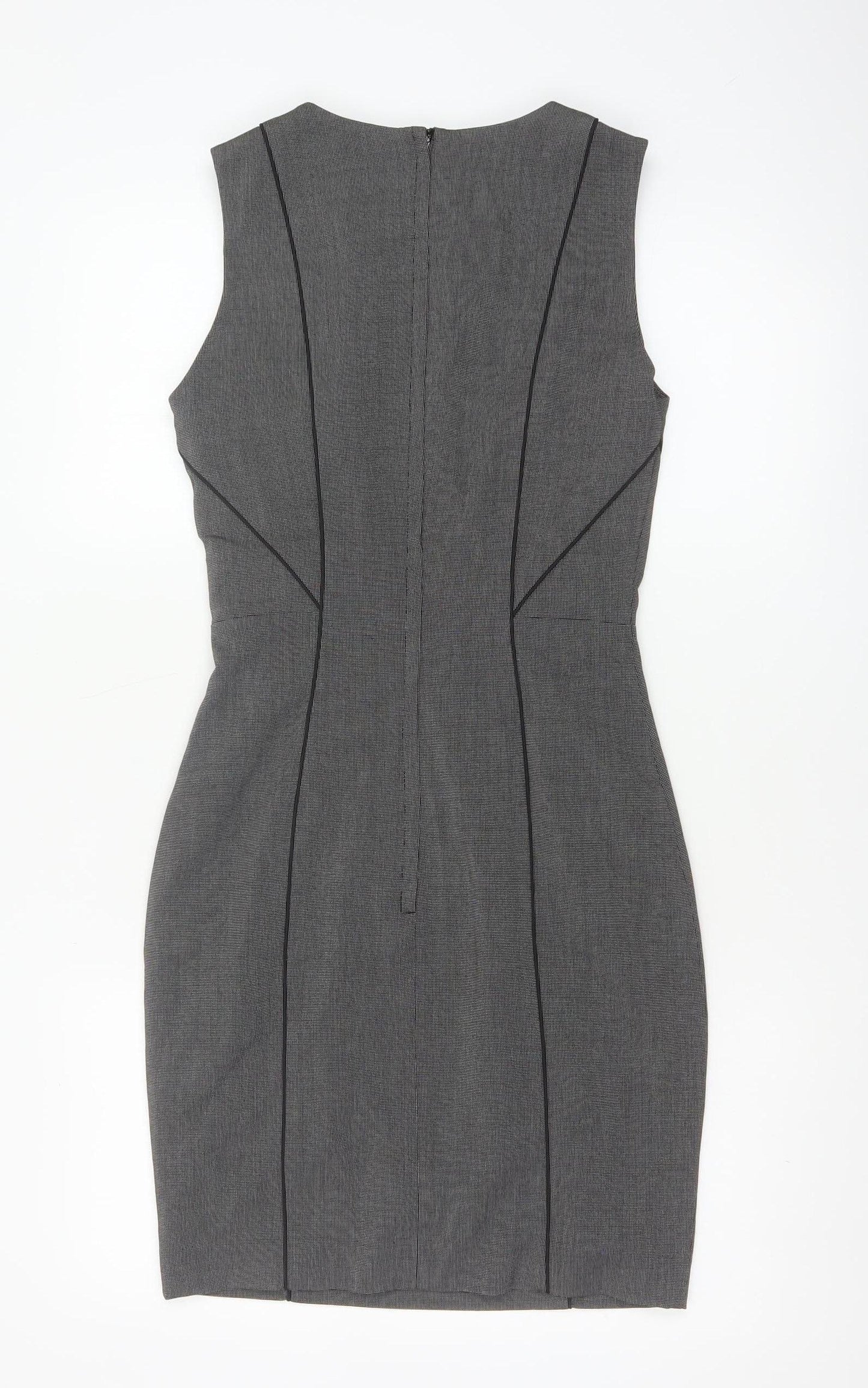 H&M Women Grey UK 6 Sleeveless Sheath Pencil Workwear Dress
