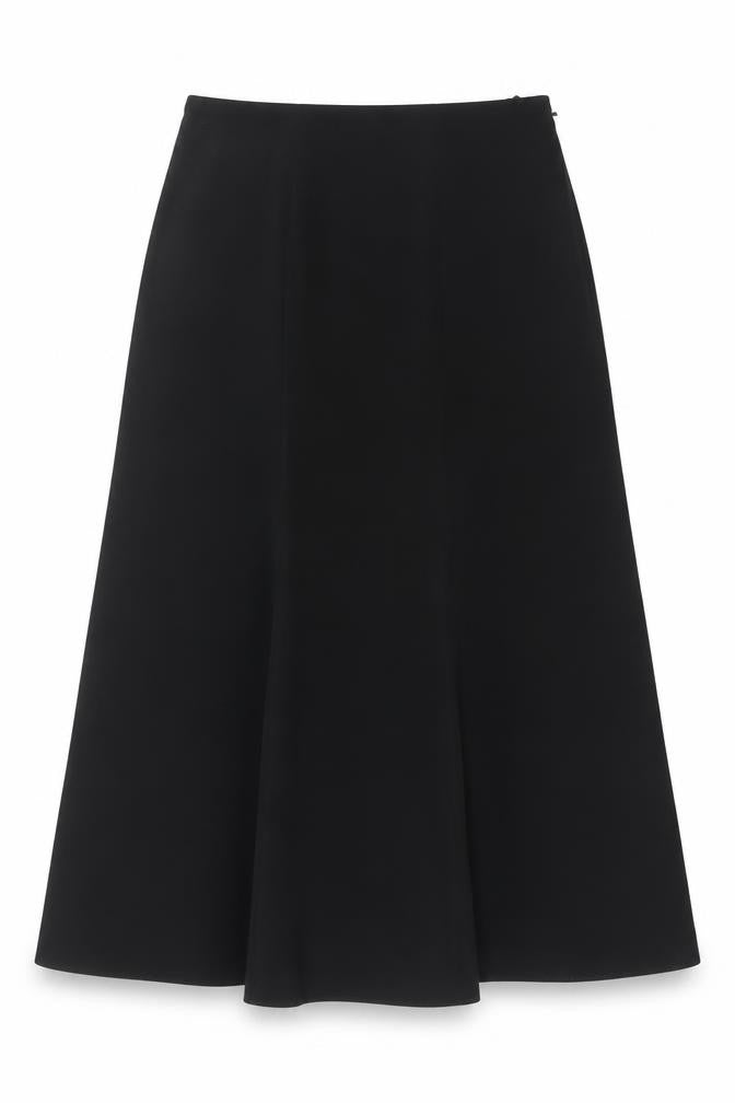 Marks & Spencer Women Black UK 12 Long A-Line Zip Skirt