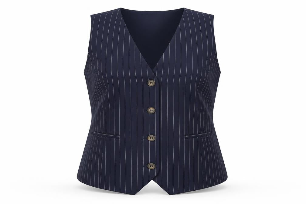 Simply Be Women Navy Pinstripe Tailored Waistcoat Size 14 Workwear
