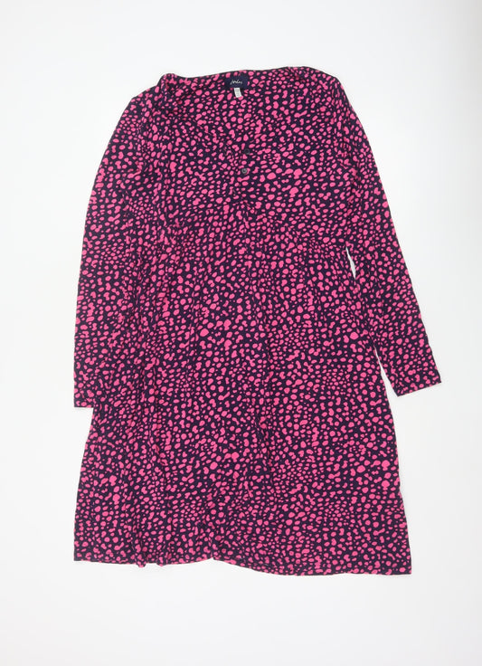 Joules Women’s Blue Pink Animal Print Fit & Flare Dress UK 12