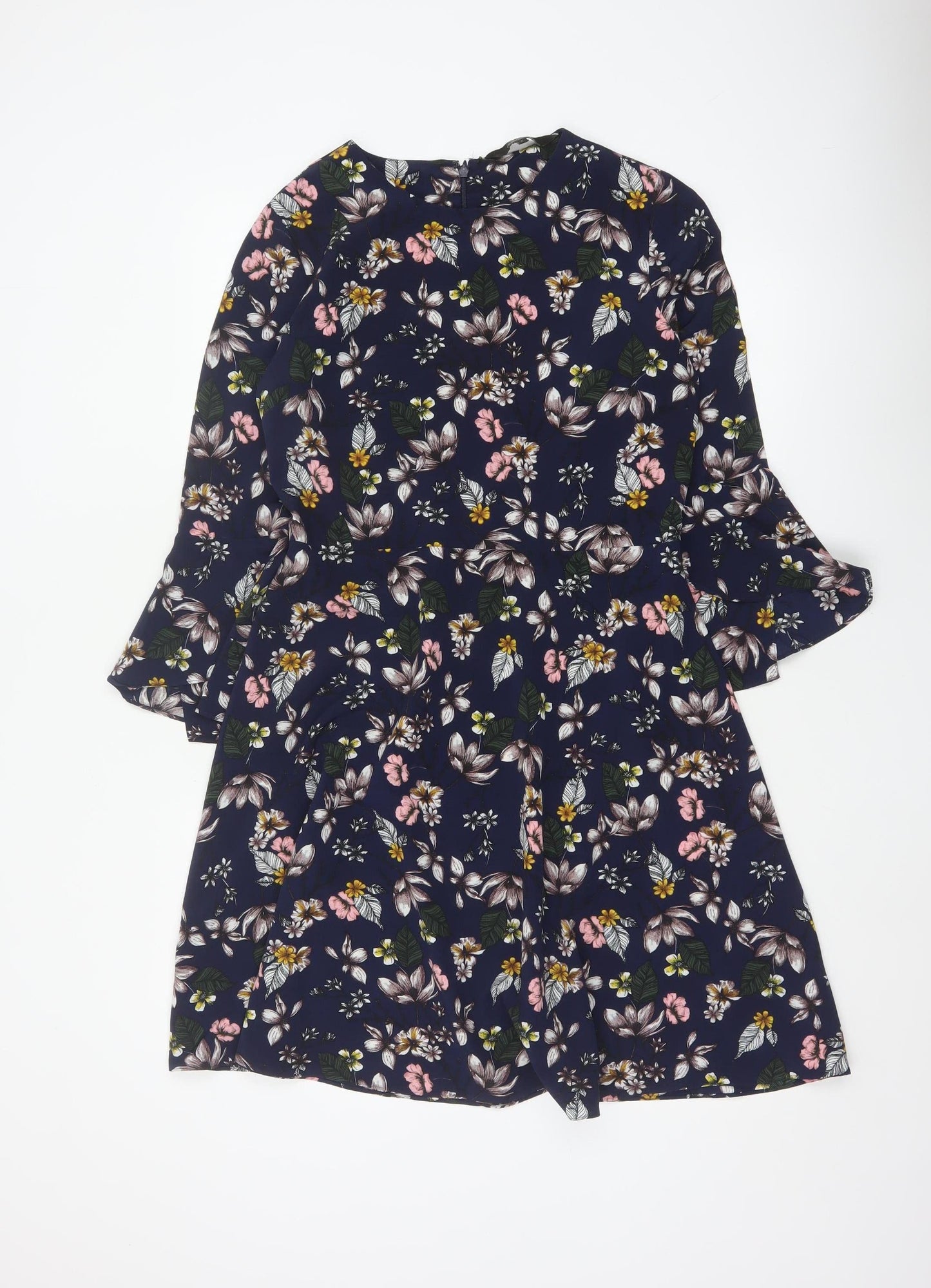 Next Women’s Blue Floral Fit & Flare Knee Length Dress UK 8