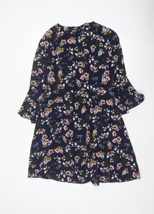 Next Women’s Blue Floral Fit & Flare Knee Length Dress UK 8