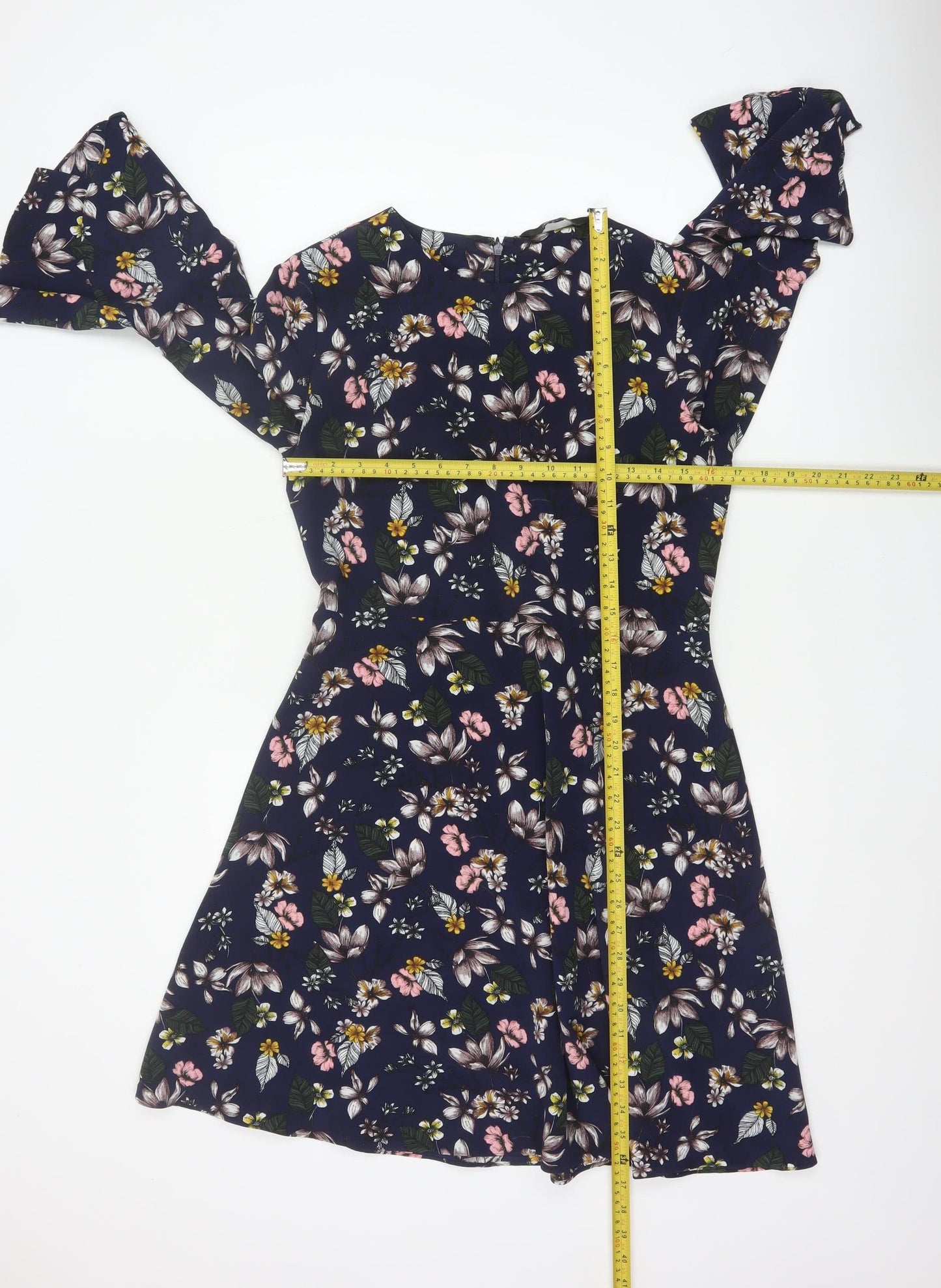 Next Women’s Blue Floral Fit & Flare Knee Length Dress UK 8