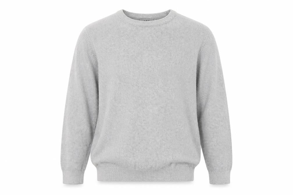 Marks & Spencer Men Grey L Cotton Crew Neck Knit Pullover Jumper
