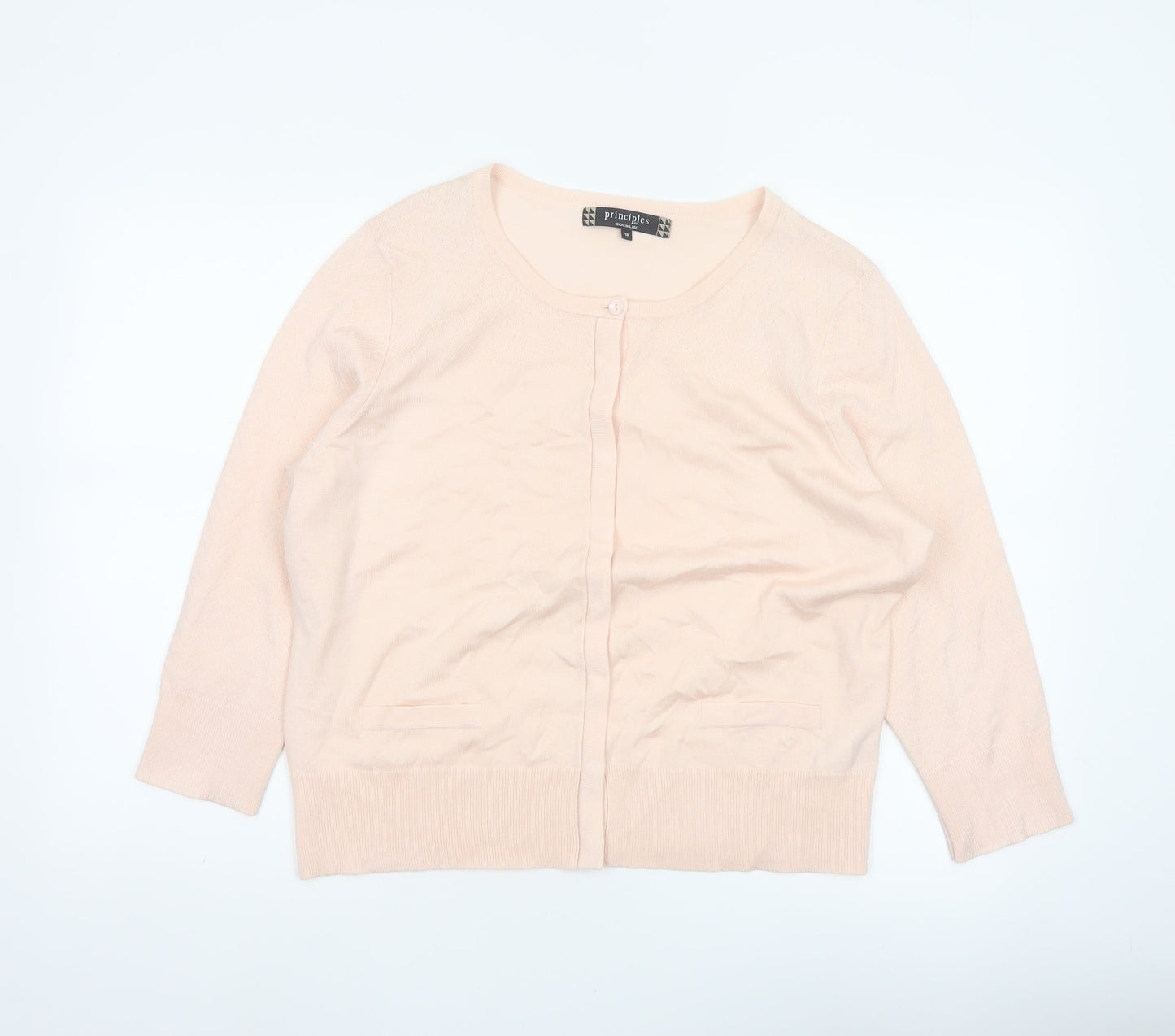 Principles Women Pink Size 18 Button Knit Cardigan with Pockets