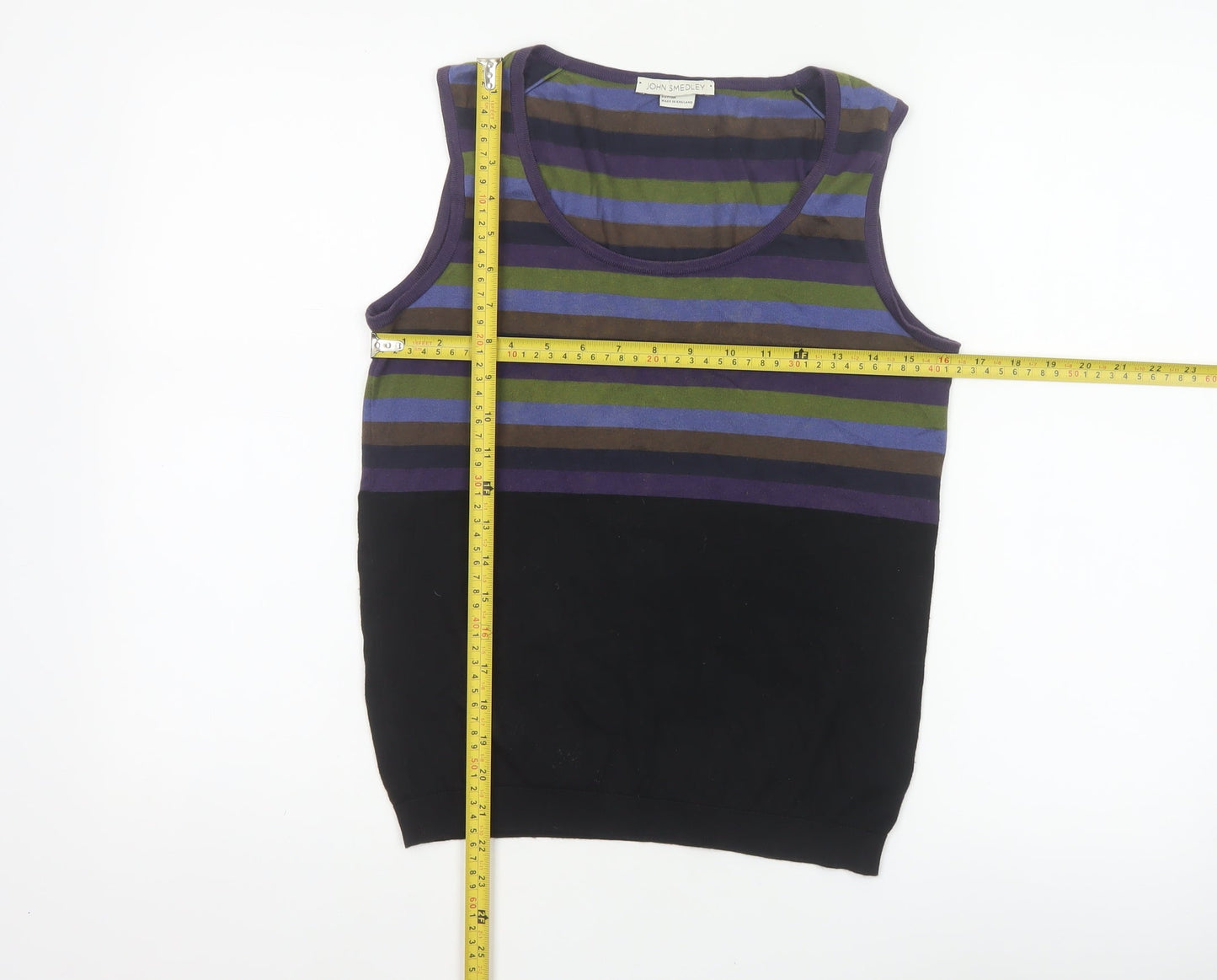 John Smedley Women Multicoloured Stripe Cotton Vest Jumper Size S