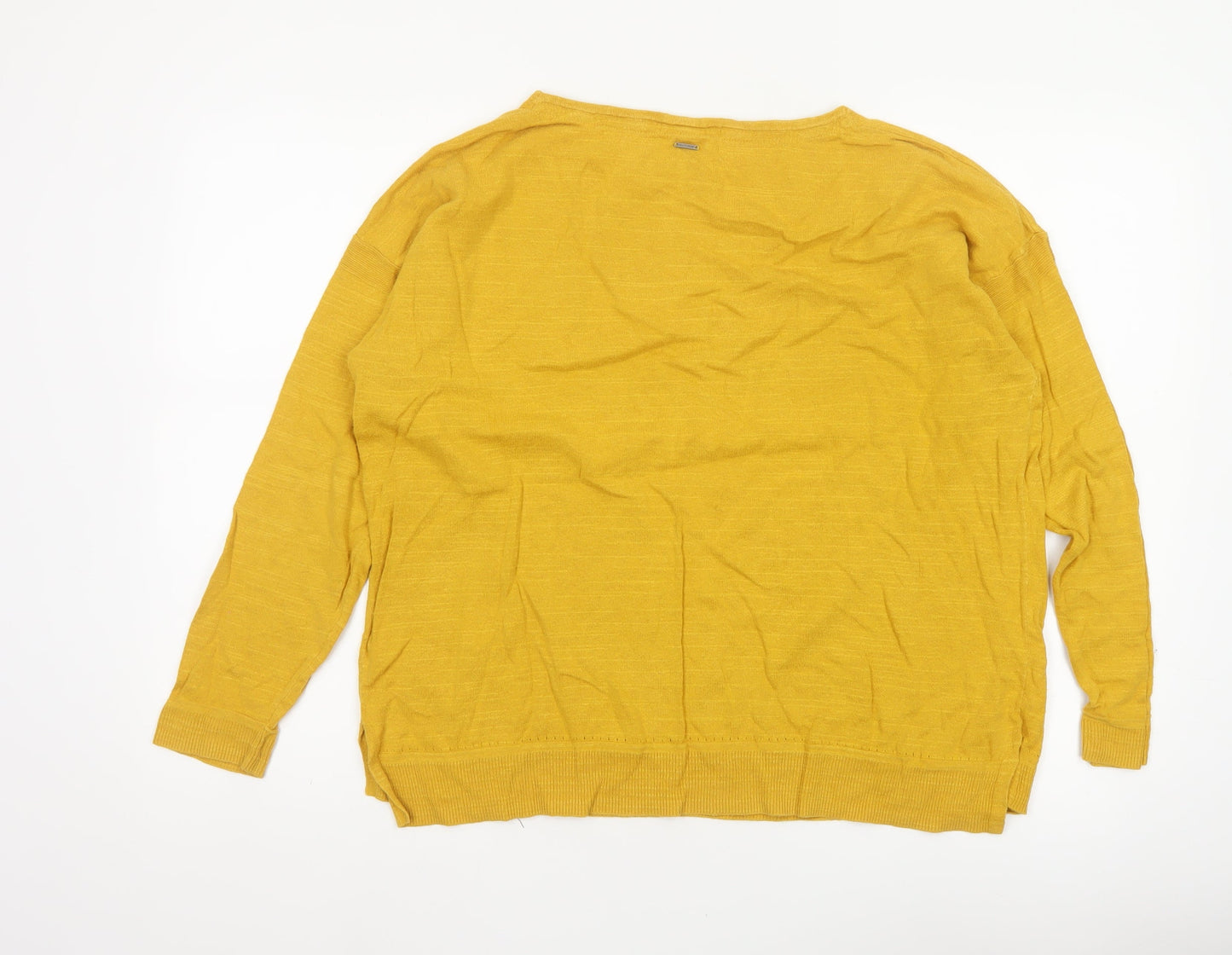 White Stuff Women Yellow Cotton Linen Knit Pullover Jumper UK 18