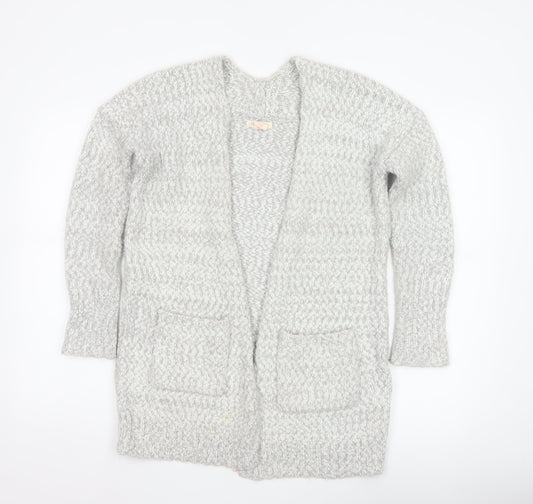 For Three Women Grey S Chunky Knit Open Longline Cardigan Pockets