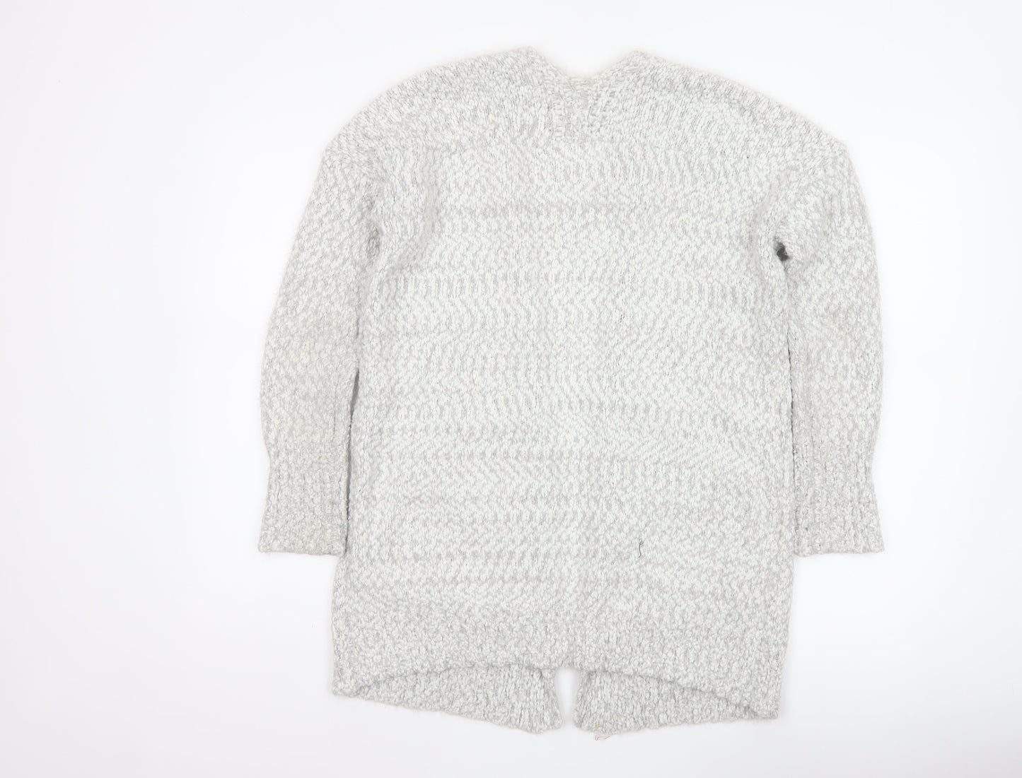 For Three Women Grey S Chunky Knit Open Longline Cardigan Pockets