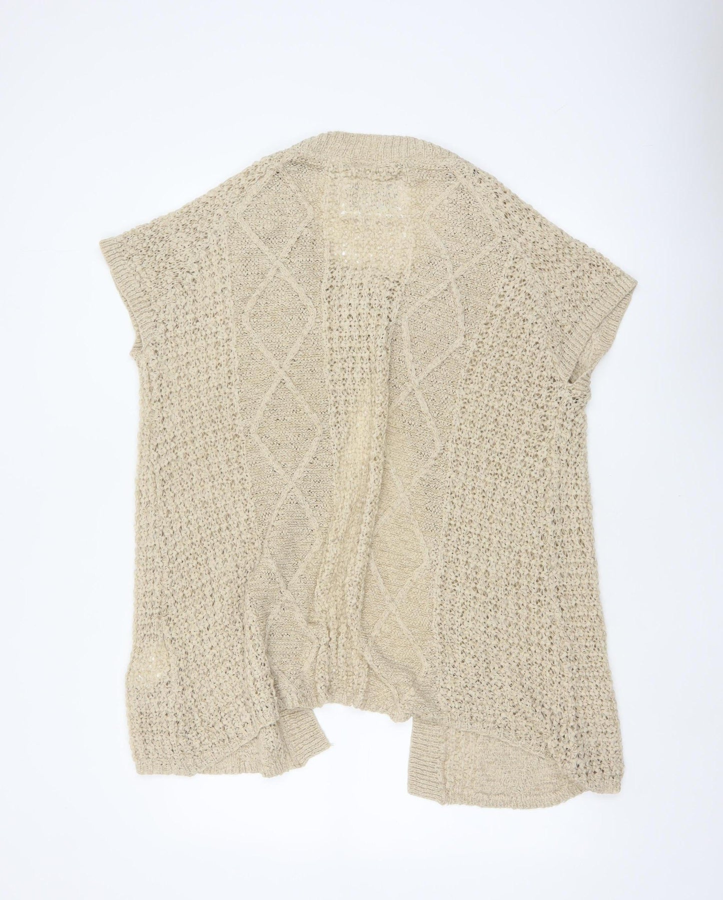 Joe Browns Women’s Beige UK 18 Open Knit Cap Sleeve Cardigan