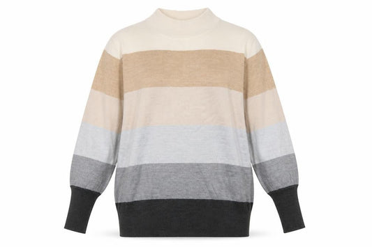 Marks & Spencer Women's Multicoloured M Mock Neck Striped Knit Jumper