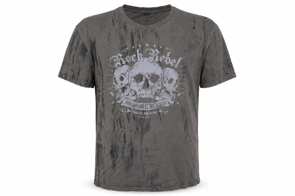 Rock Rebel Men's Grey XL Skull Graphic Rock T-Shirt Cotton