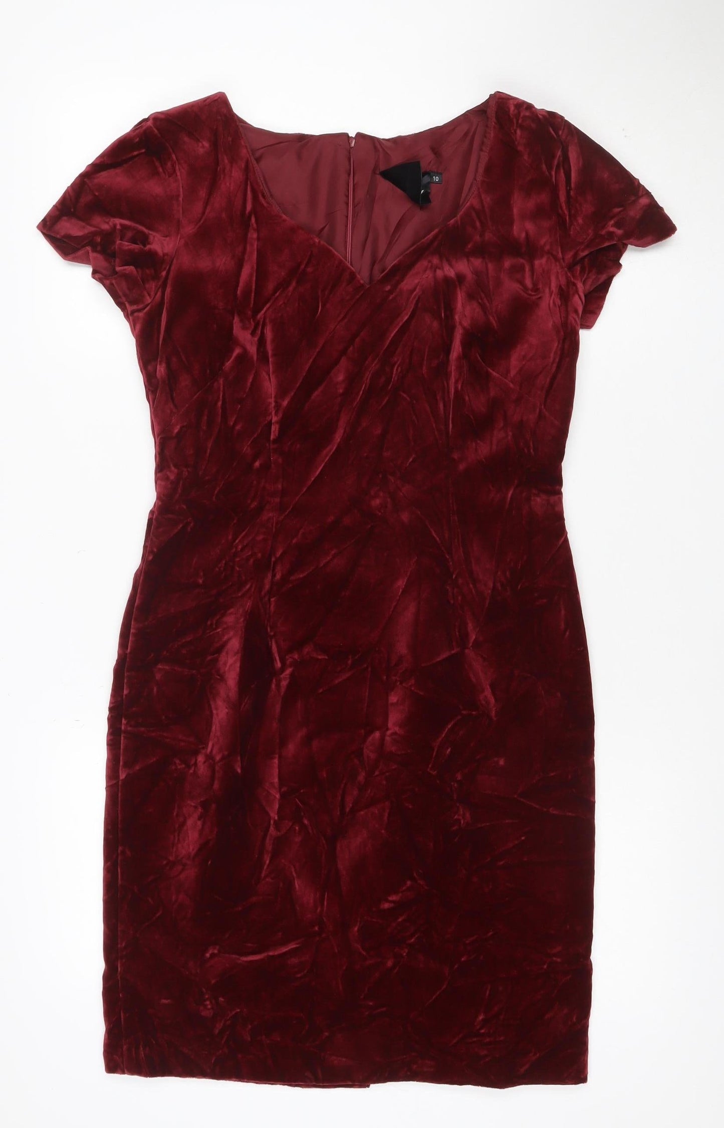 Opera by Richards Women Red Velvet Midi Sheath Dress UK 10 Party