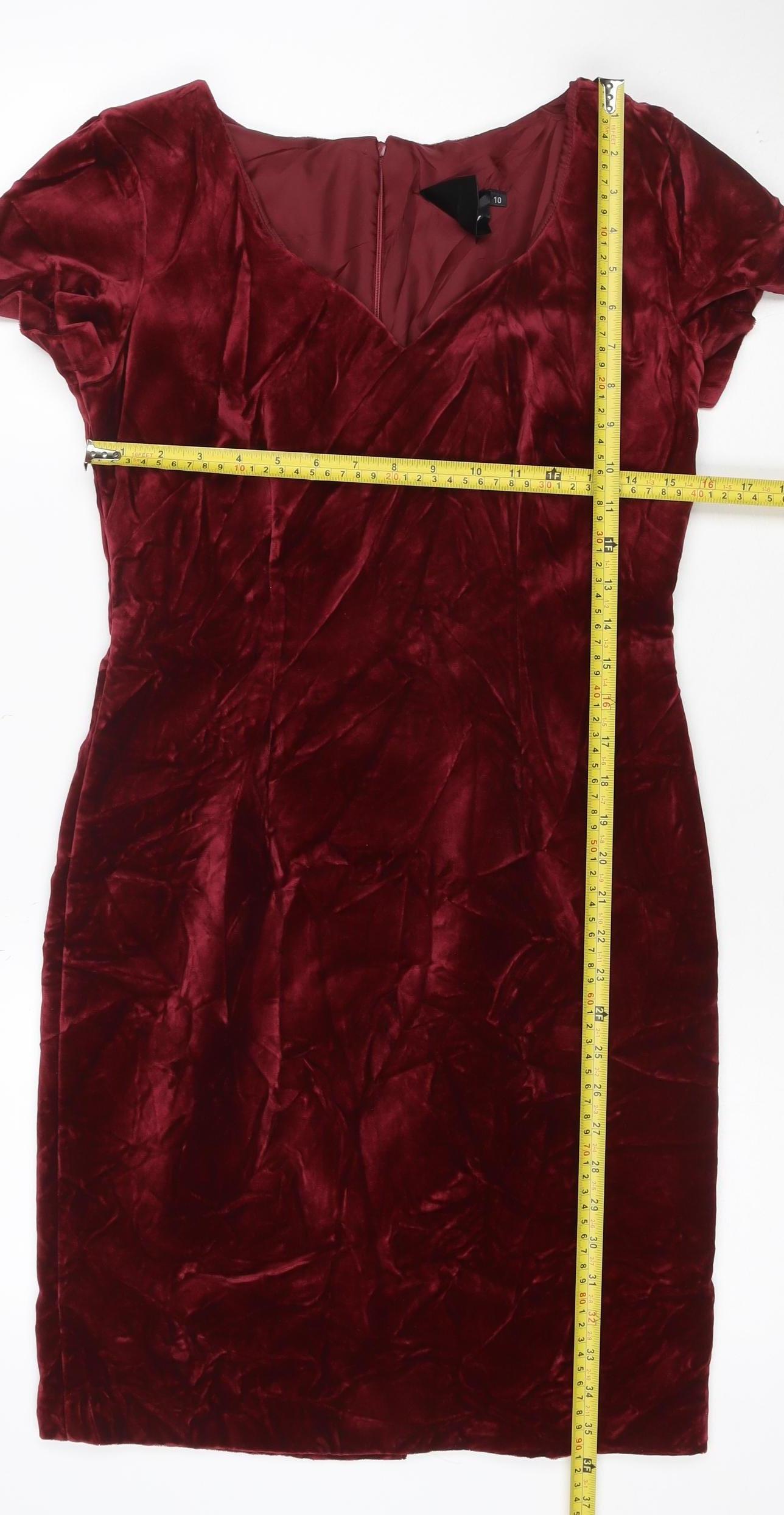 Opera by Richards Women Red Velvet Midi Sheath Dress UK 10 Party