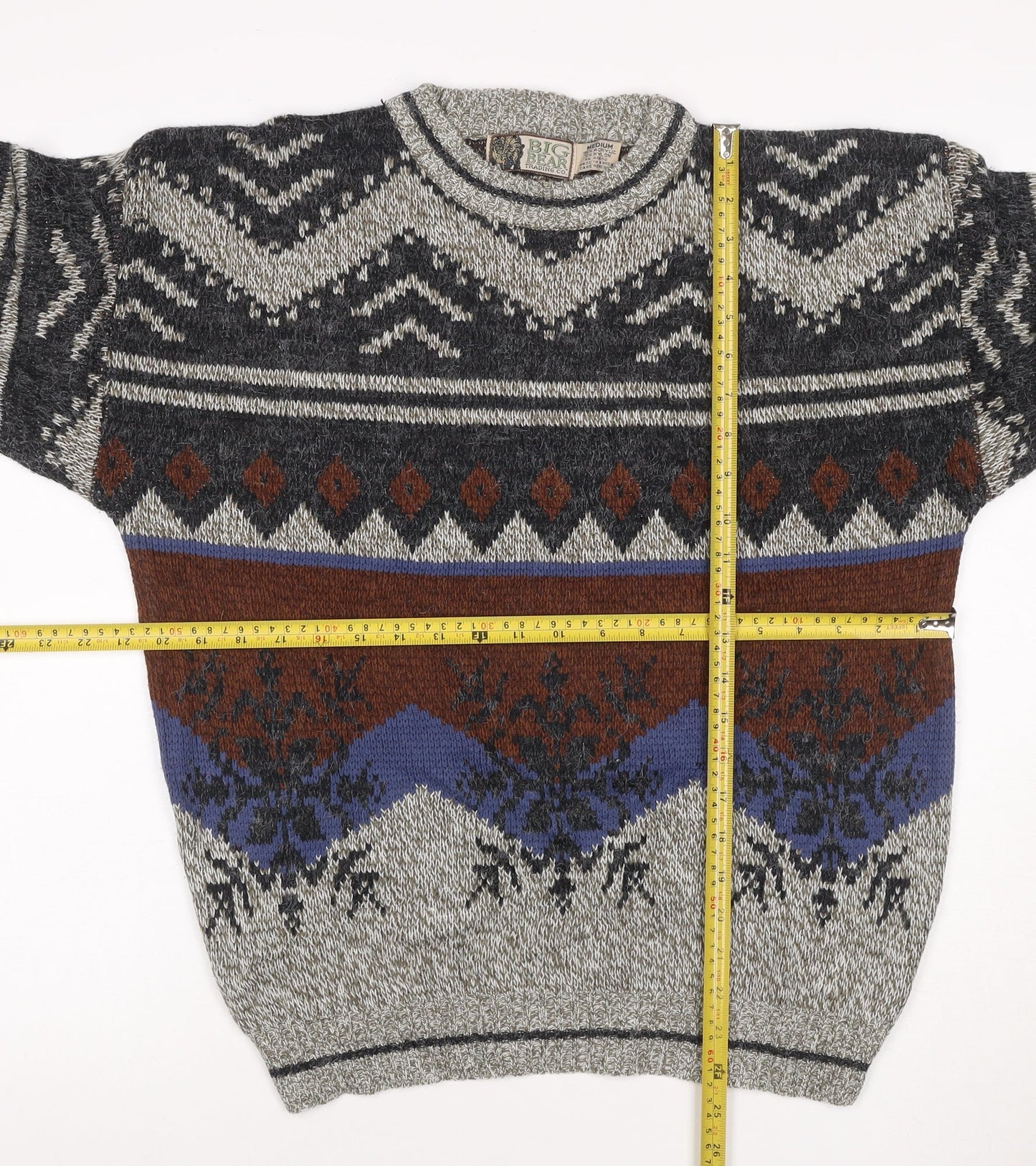 Big Bear Trading Co. Men's Multicoloured M Aztec Fair Isle Knit Jumper