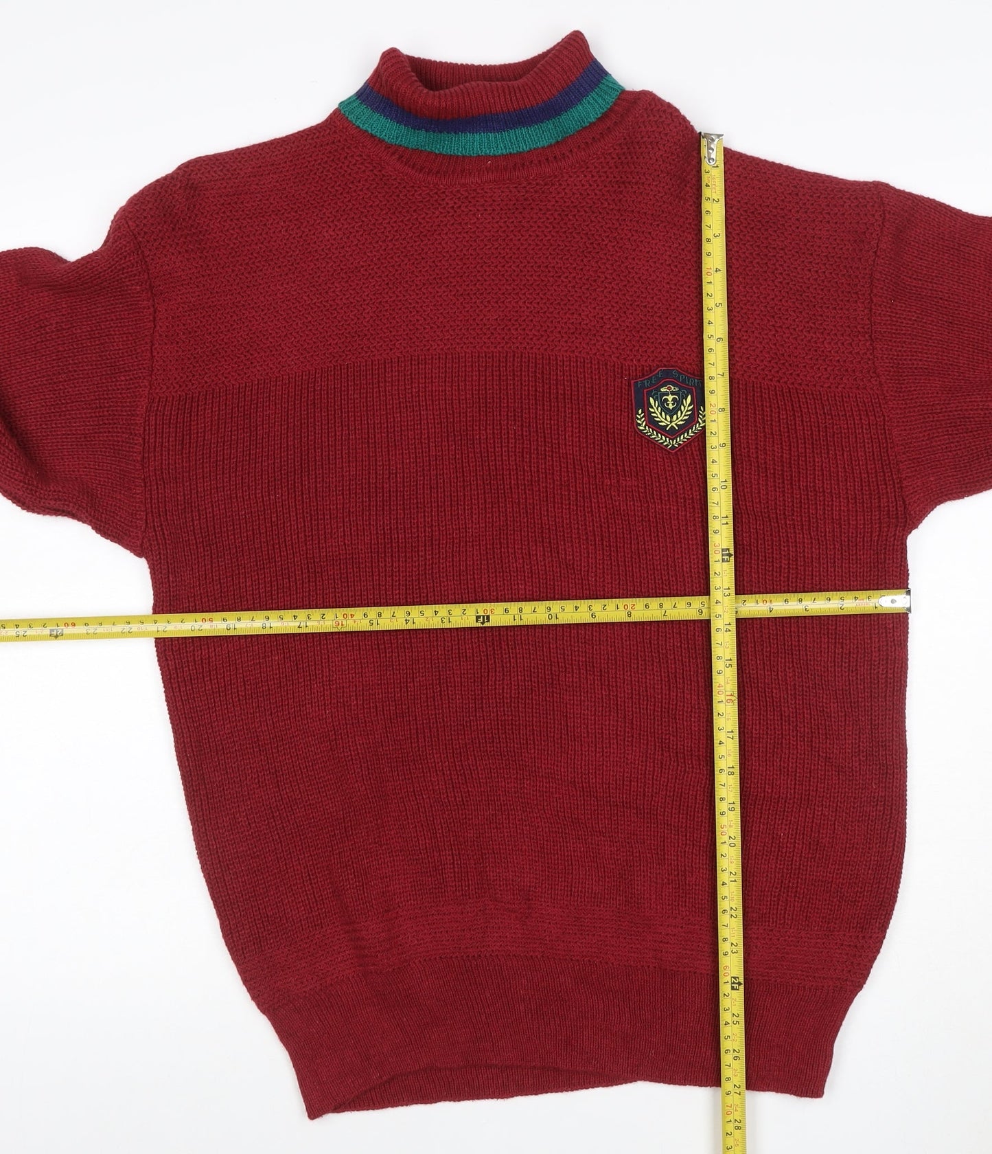 South Mountain Men's Red XL Ramie Cotton Roll Neck Logo Jumper