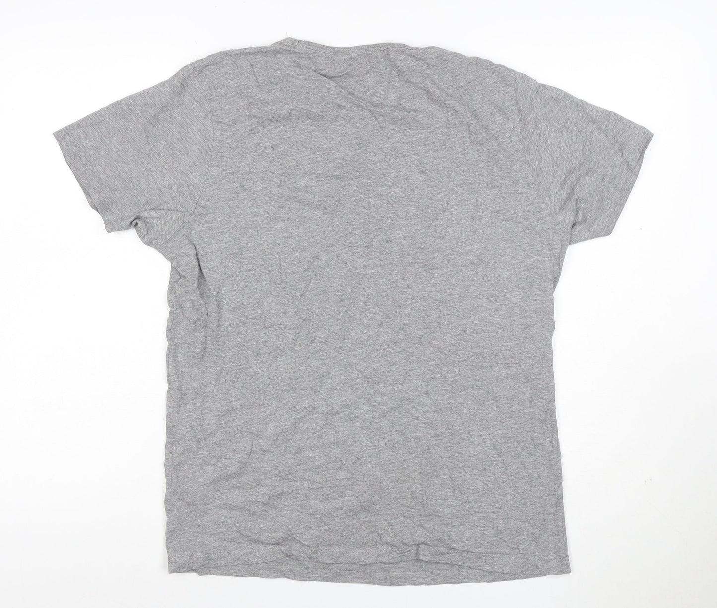 Jack & Jones Men Grey L Graphic Logo Crew Neck Short Sleeve T-Shirt
