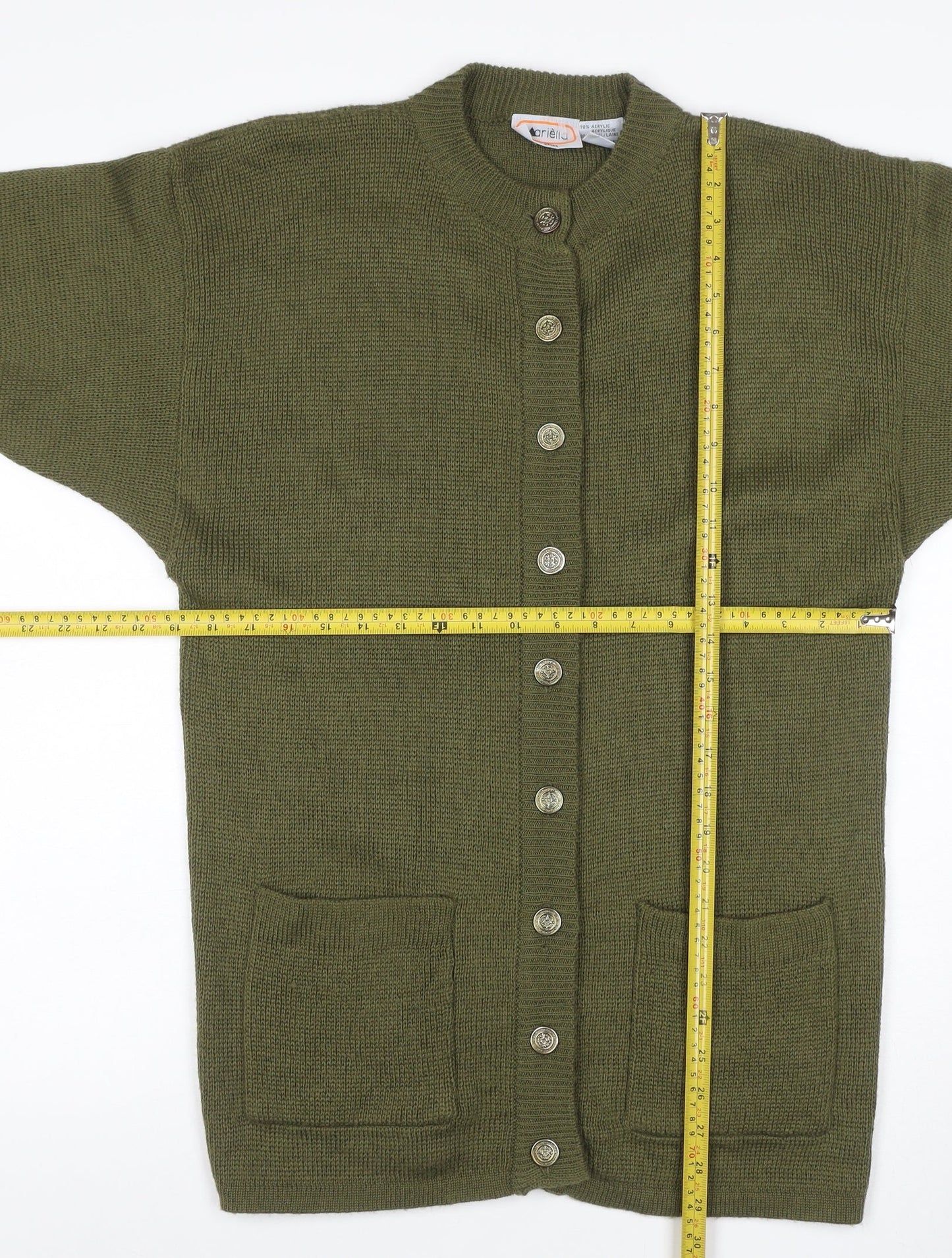Mariella Women’s Green Size S Button Front Knit Cardigan with Pockets