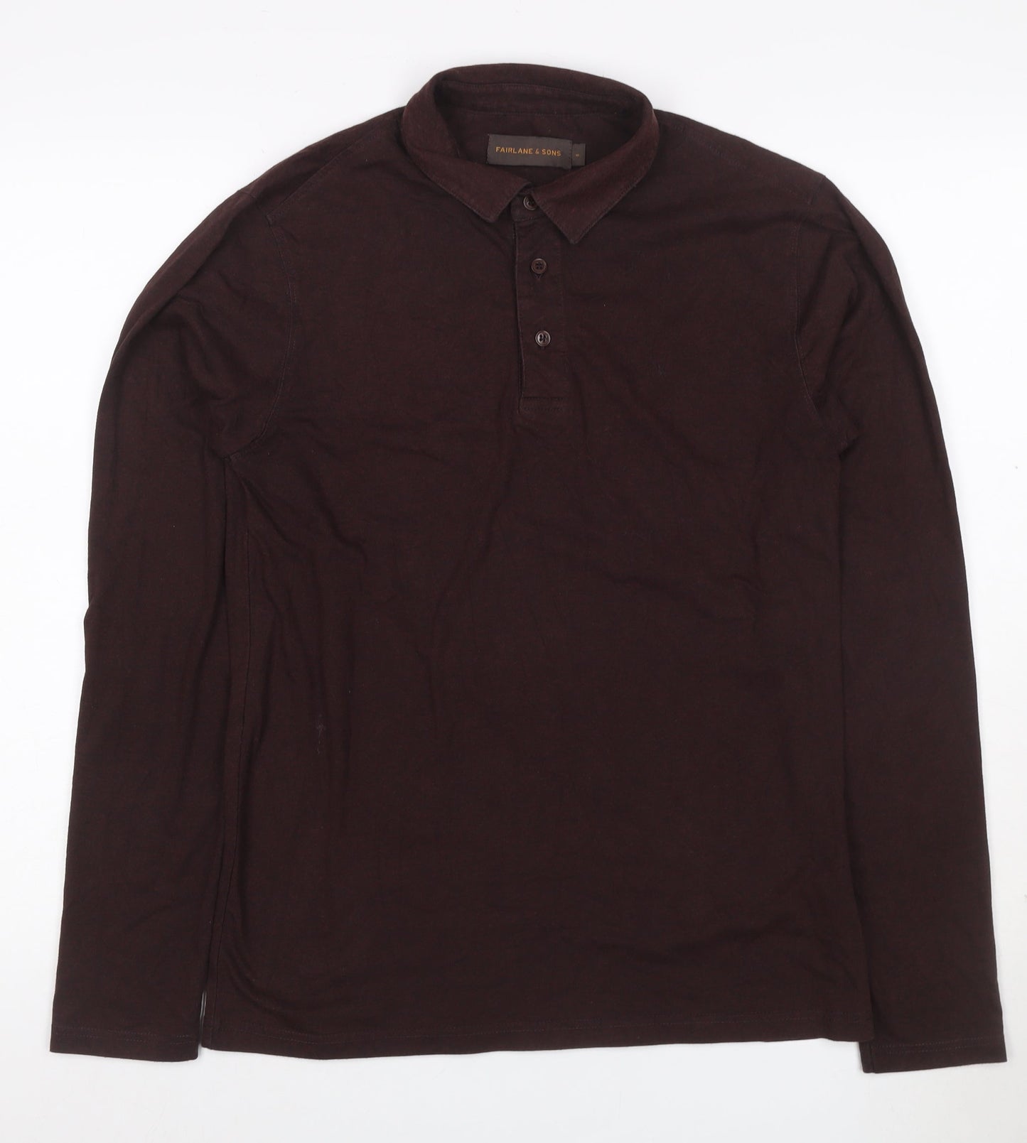 Fairlane & Sons Men’s Brown S Long Sleeve Button Polo Shirt