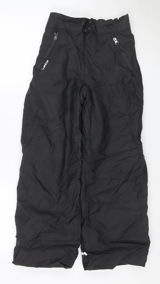 Wedze Boys Black 12 Years Snow Pants Ski Trousers Insulated Zip Pockets