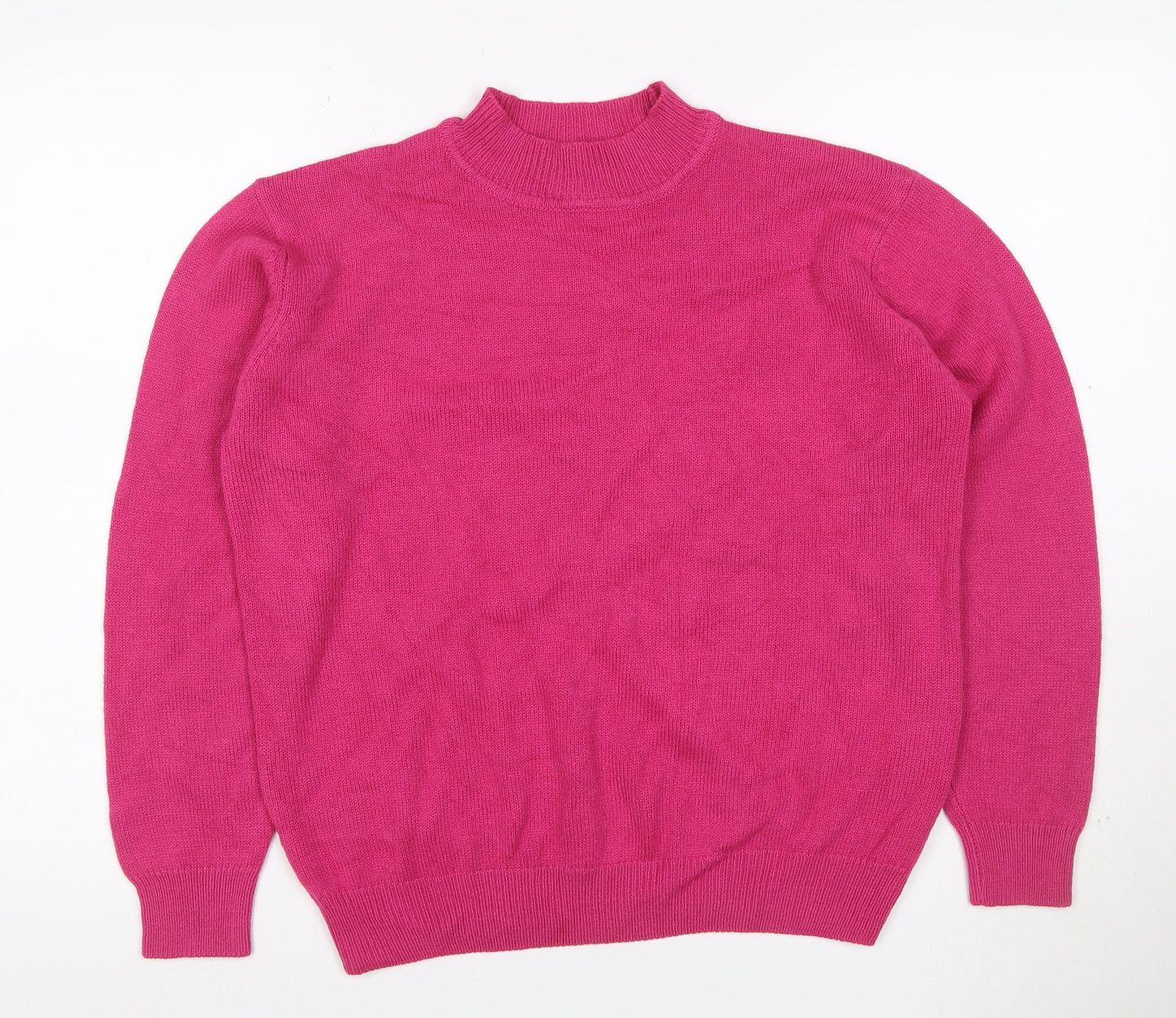 Damart Women’s Pink Mock Neck Acrylic Knit Jumper UK 14/16