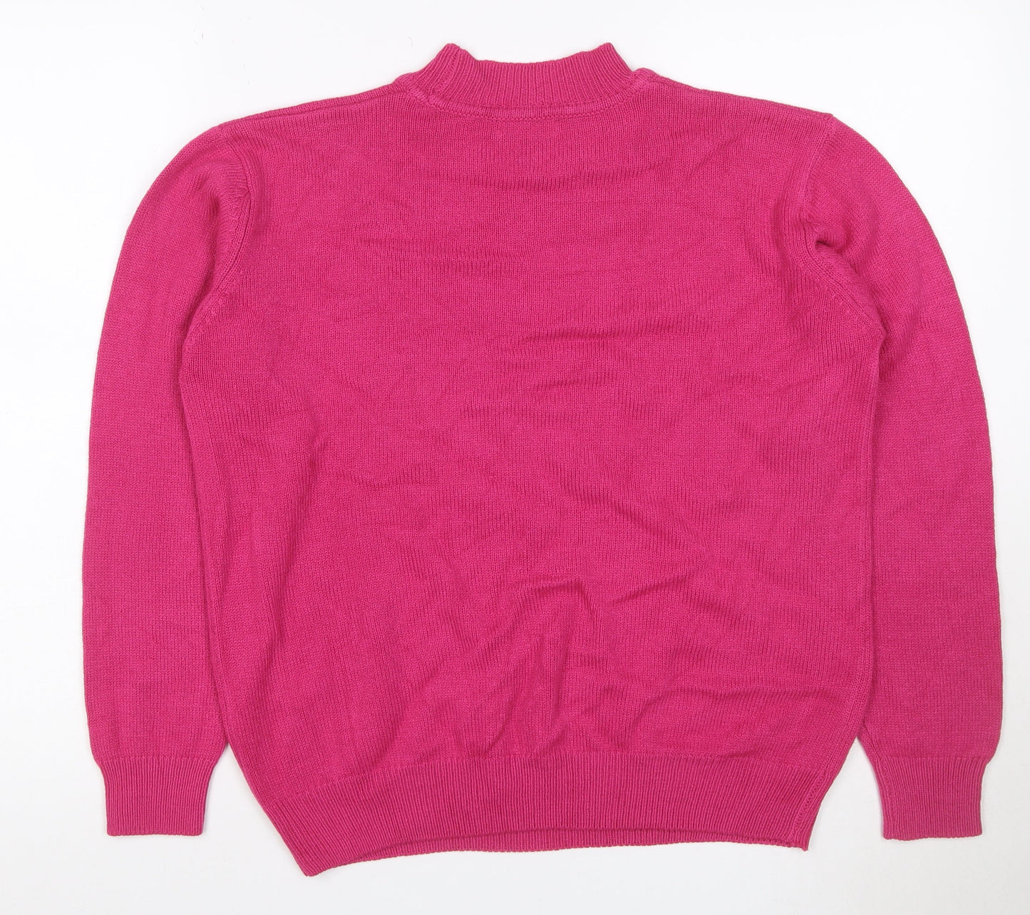 Damart Women’s Pink Mock Neck Acrylic Knit Jumper UK 14/16