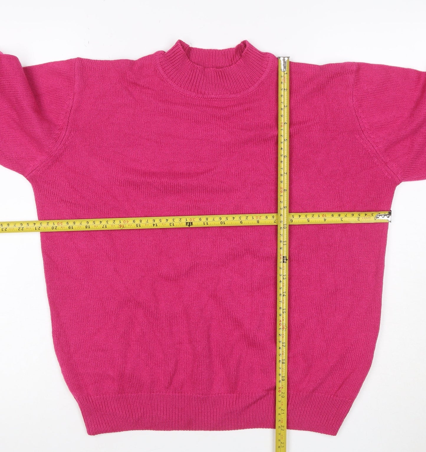 Damart Women’s Pink Mock Neck Acrylic Knit Jumper UK 14/16