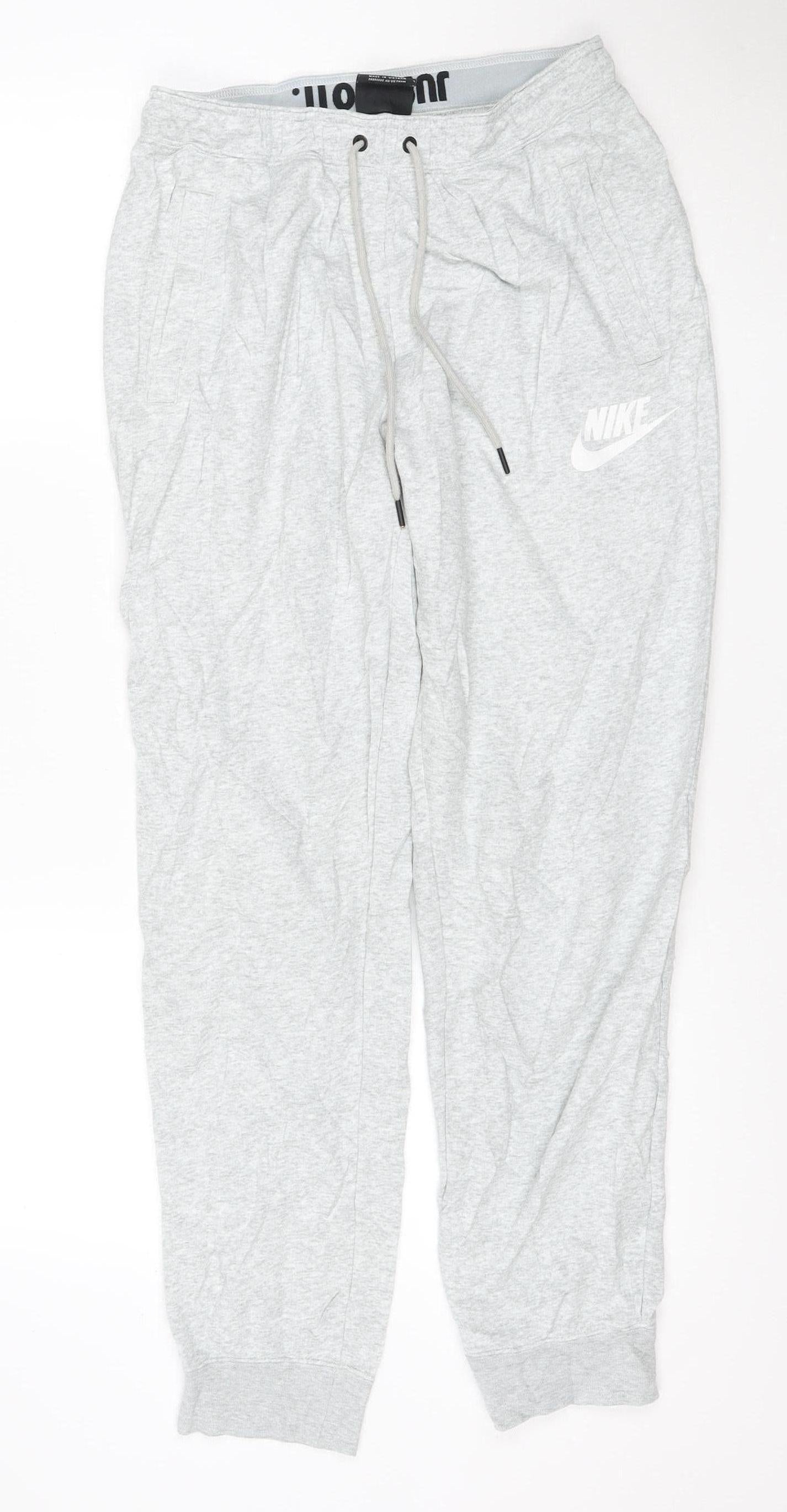 Nike Men’s Grey M Jogger Sweatpants Fleece Drawstring Logo