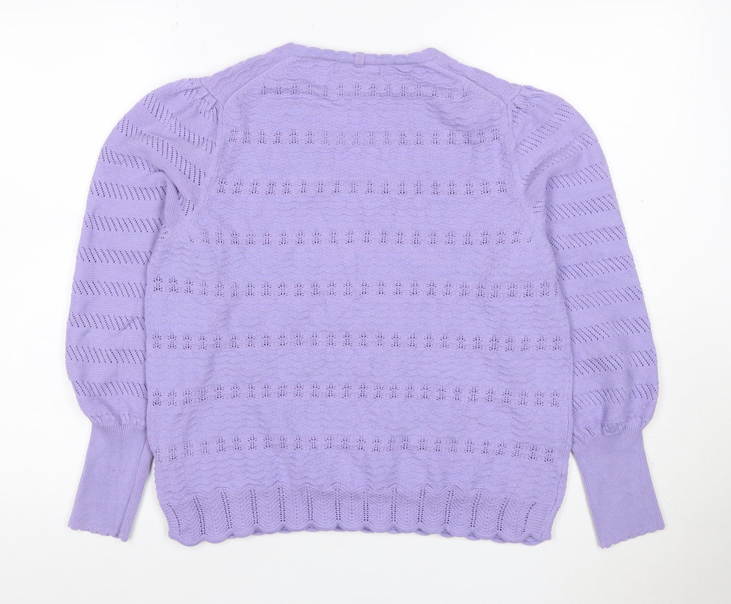 Per Una Women Purple Open Knit V-Neck Cardigan Size 18