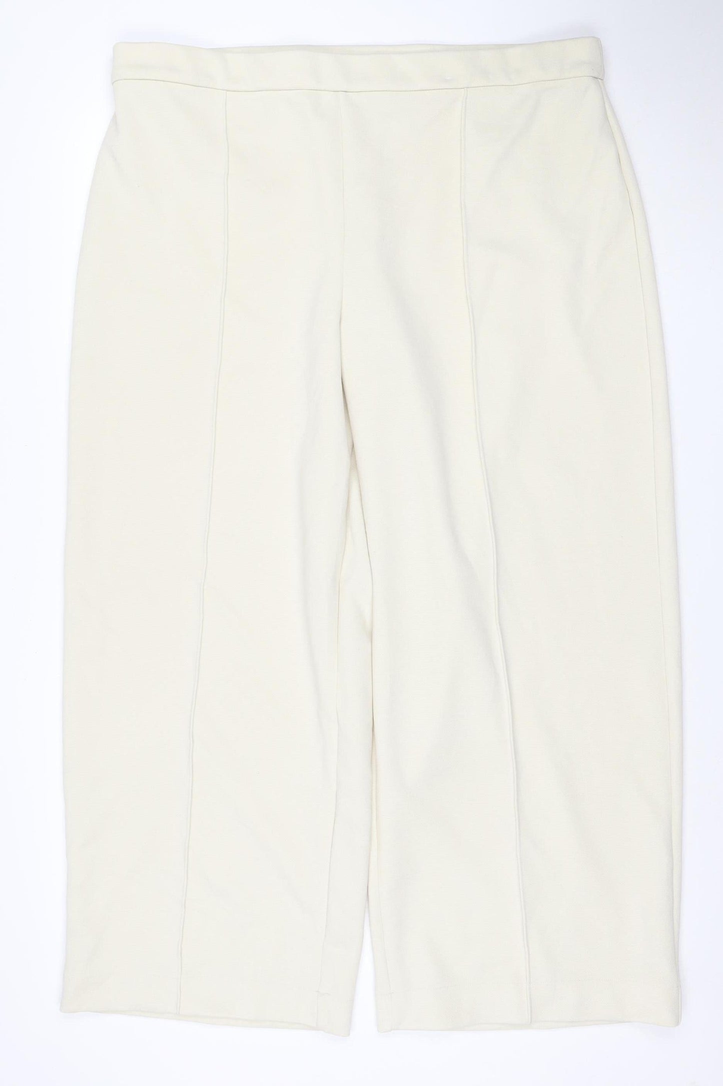 Marks & Spencer Women Ivory Size 22 Regular Wide-Leg Trousers