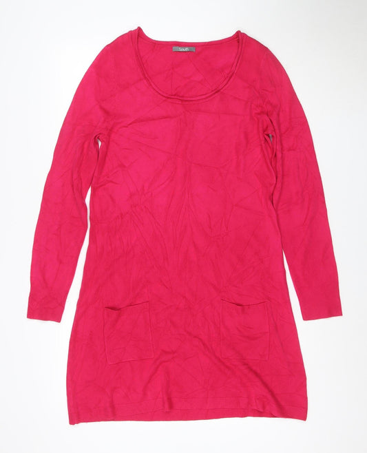 South Women’s Pink Size 14 Knit Jumper Dress Long Sleeve Pockets