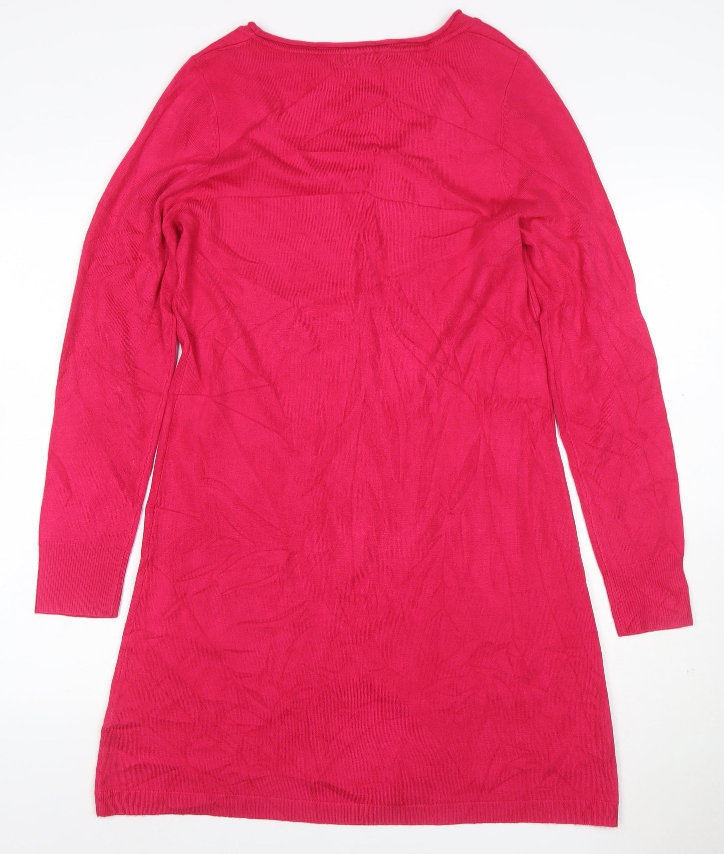South Women’s Pink Size 14 Knit Jumper Dress Long Sleeve Pockets