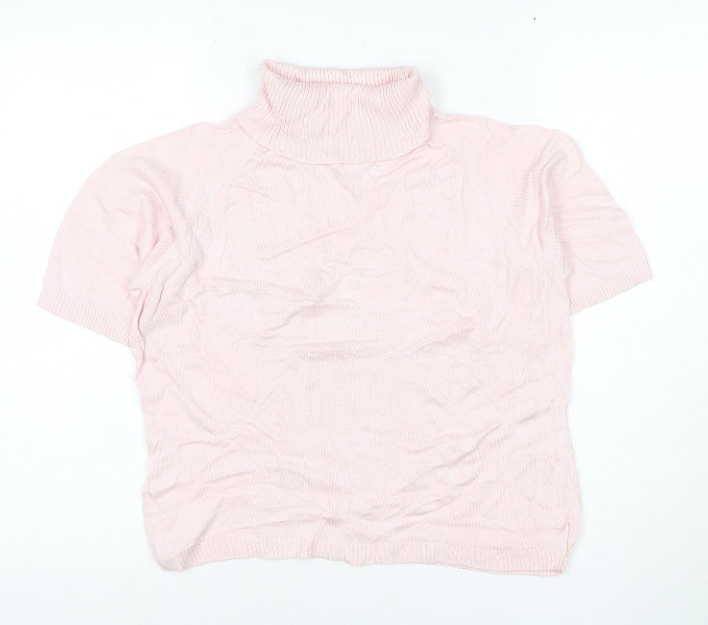 dolores Women Pink UK 10 Bamboo Cotton Roll Neck Jersey Knit Top