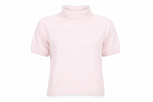 dolores Women Pink UK 10 Bamboo Cotton Roll Neck Jersey Knit Top