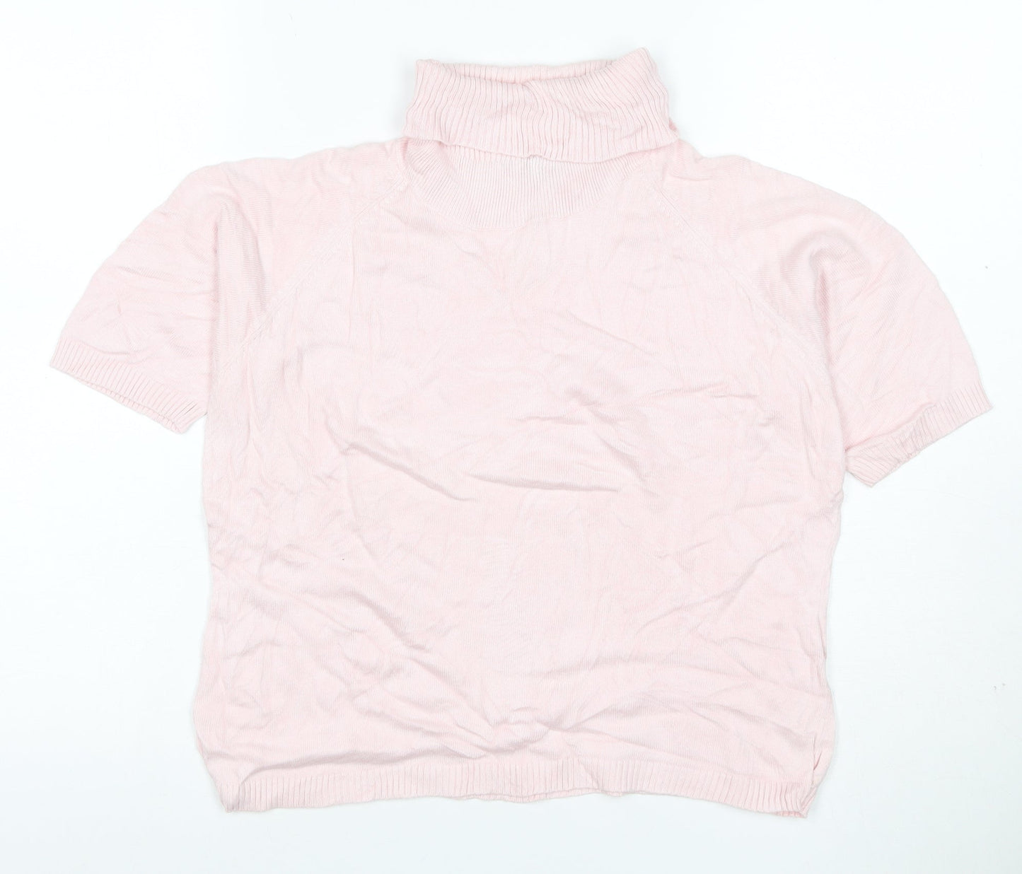 dolores Women Pink UK 10 Bamboo Cotton Roll Neck Jersey Knit Top