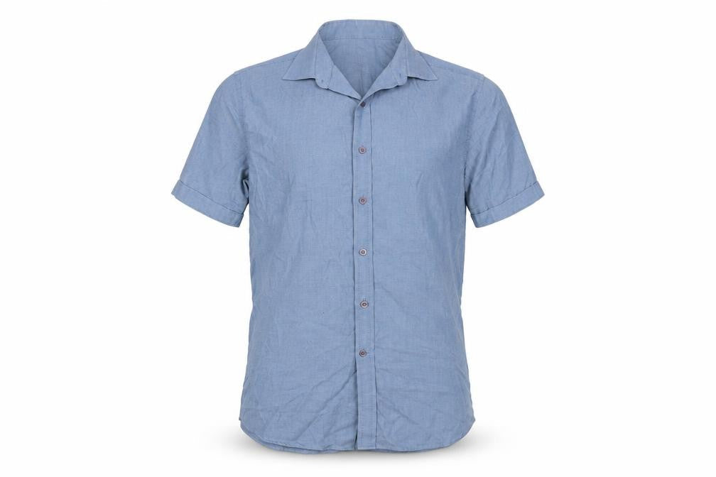 Jack Reid Mens Blue 15.5 Cotton Rich Short Sleeve Button-Up Casual Shirt