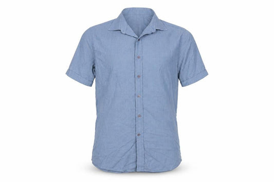 Jack Reid Mens Blue 15.5 Cotton Rich Short Sleeve Button-Up Casual Shirt