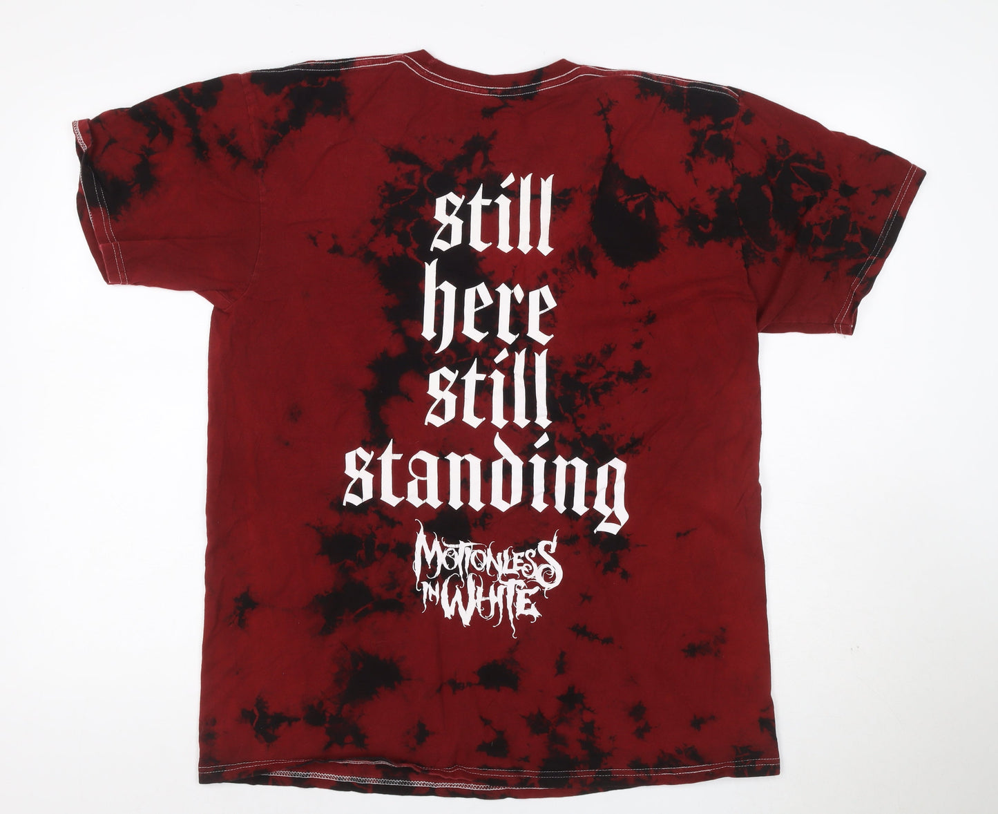 Vakate Men’s Red Black Tie Dye Graphic Print Cotton Large Goth T-Shirt