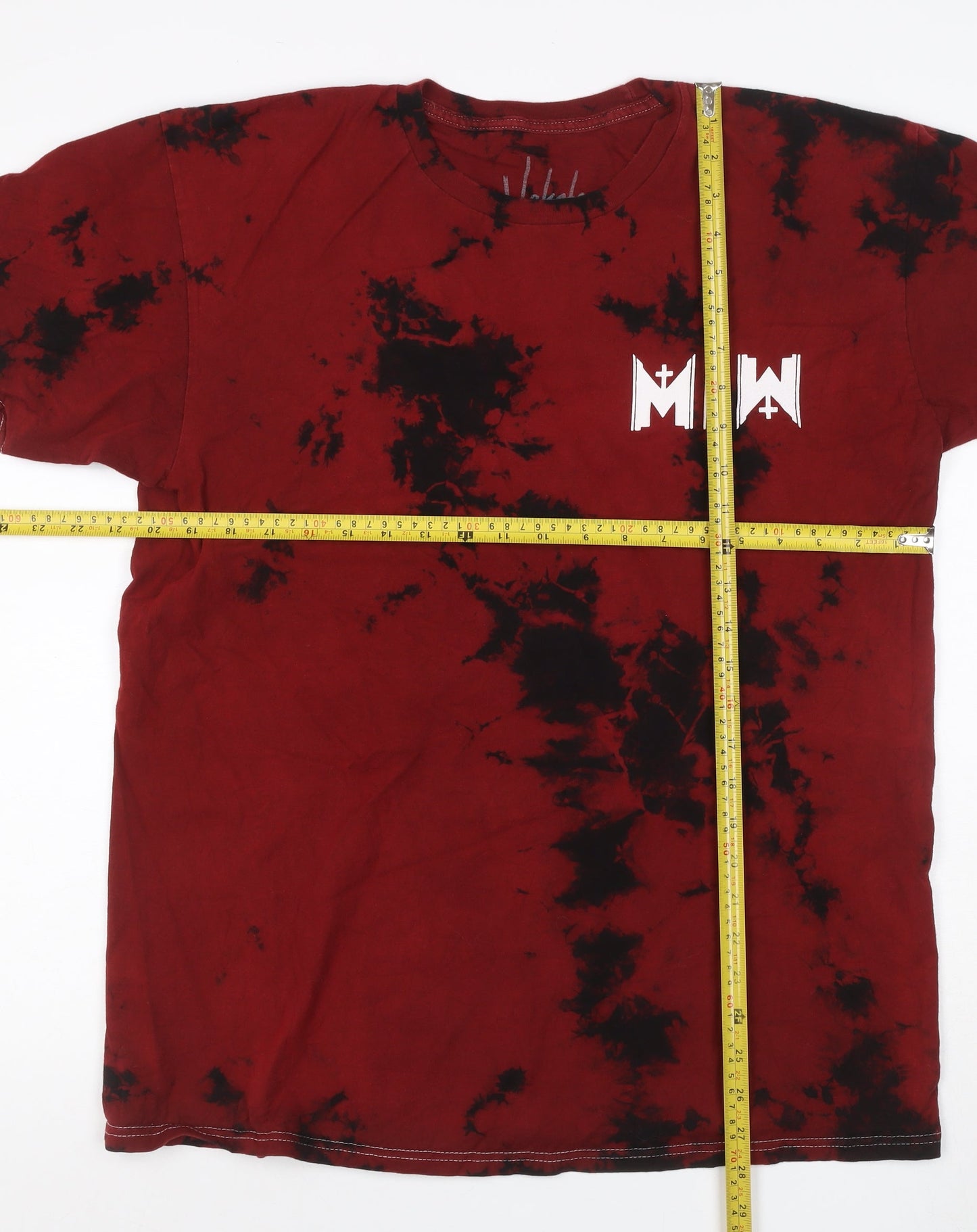 Vakate Men’s Red Black Tie Dye Graphic Print Cotton Large Goth T-Shirt